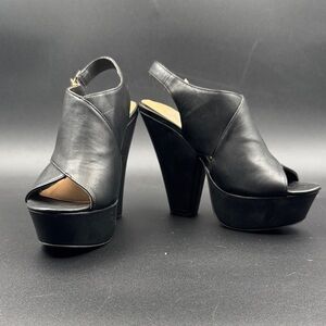 Olsenboye Black Peep-Toe Platform Slingbacks